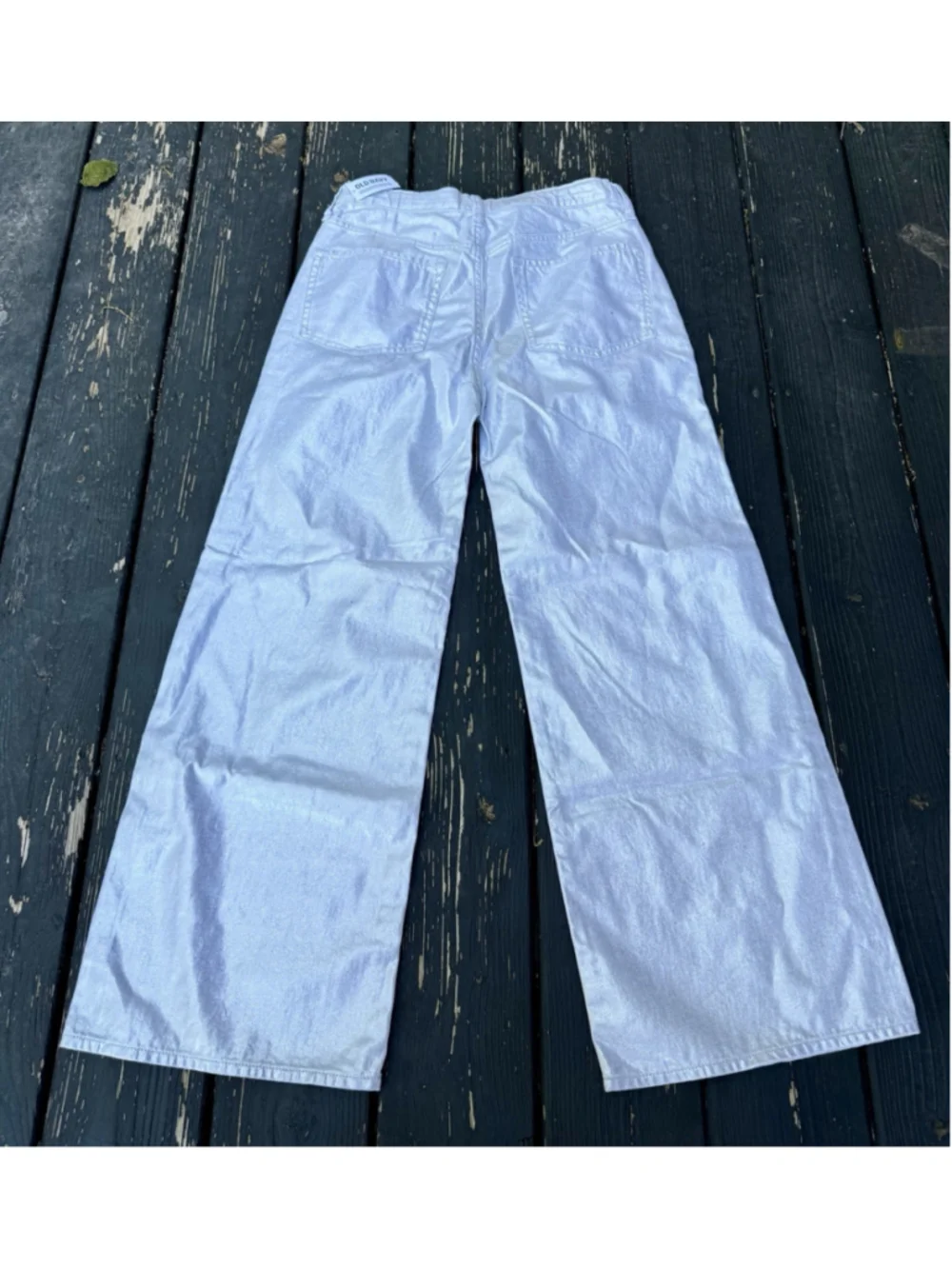 NWT Old Navy Girls Size 18 Silver Metallic Baggy Wide Leg Jeans Adjustable Waist